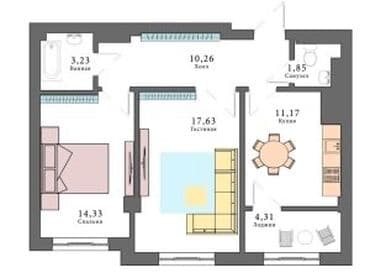 дом по советской: 2 комнаты, 64 м², Индивидуалка, 11 этаж — 11
