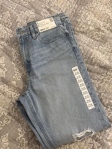 Джинсы: Джинсы, Прямые, Uniqlo, Высокая талия, Вареные — 4