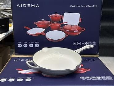 новые посуды: Чугунный набор посуды AIDEMA 7 в 1 (эмалированный, белый) Состав — 8