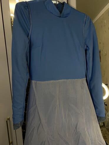 коктейльное платье синего цвета: Бальное платье, Длинная модель, цвет - Голубой, L, В наличии — 18