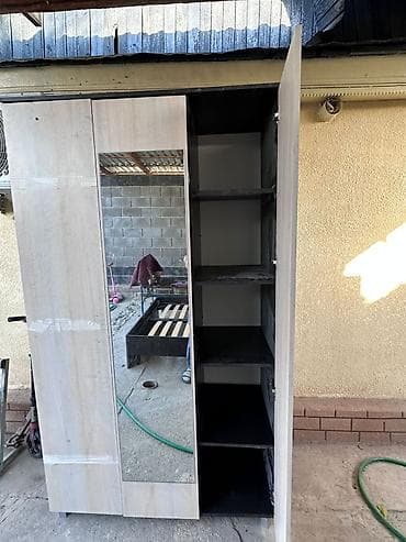 тумбочка прикроватная из сосны: Двухспальный комплект мебели: кровать с матрасом и шкаф - Кровать — 5