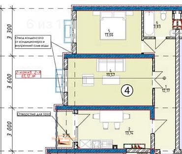 2 комнаты, 65 м², Асанбай мкр Элитка, 3 этаж, Свежий ремонт — 2