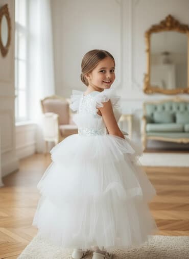 нарядное детское платье: Детское платье, цвет - Белый — 1