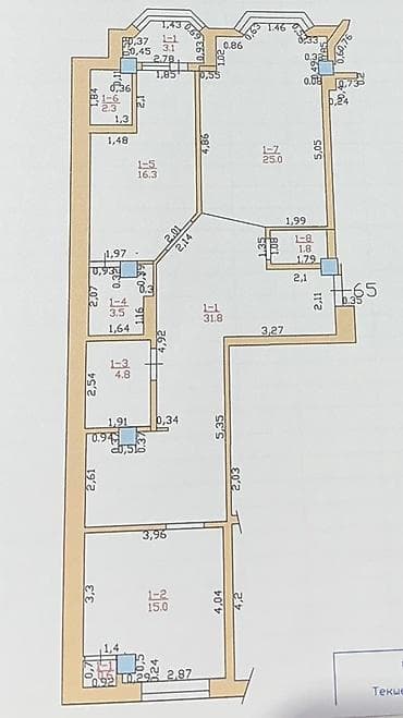 raduga квартира: 3 комнаты, 104 м², Элитка, 8 этаж, Готовая ПСО (под самоотделку) — 7