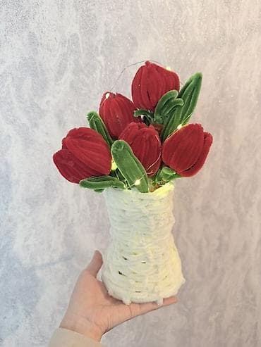 пряжи: Авторские букеты из плюшевого шнура (проволочного «пушистого» кантика) — 4