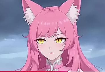 Аниме-постер/принт с персонажем в стиле аниме: розовые длинные волосы