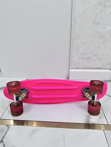 Детский транспорт: Мини-круизер (penny board) розового цвета. - Дека из прочного — 4