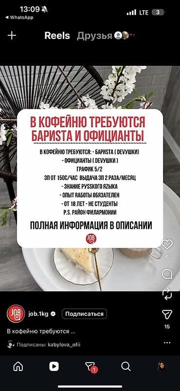 Вакансии: Требуется Бариста, Оплата: Дважды в месяц, Менее года опыта — 1
