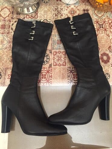 сапоги из натурального меха и кожи: Сапоги деми, кожа натуралка,Турция, р-р 40, высота каблука 10 см — 1