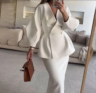 манишки: Костюм с юбкой, Модель юбки: Прямая, Макси, Кофта, Стандарт — 3