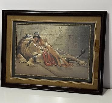 string art: Картина Клеопатра и Лев 3 d, б/у в хорошем состоянии, размер 54 х 71 — 1