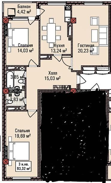 osh flat: 3 комнаты, 93 м², Элитка, 2 этаж, Готовая ПСО (под самоотделку) — 9