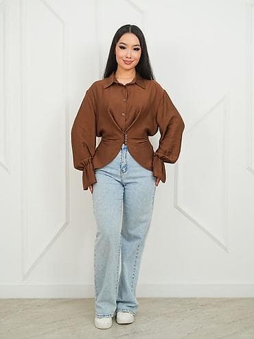 Жеке буюмдар: Женская блузка с воланами на рукавах - Цвет: ярко‑красный - Фасон — 10