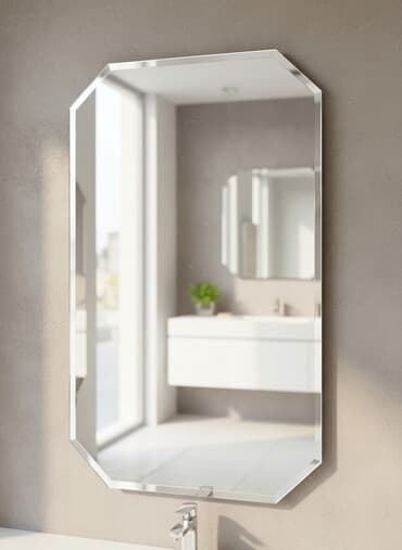Зеркало с фацетом, имеющее восьмиугольную форму с округлыми углами