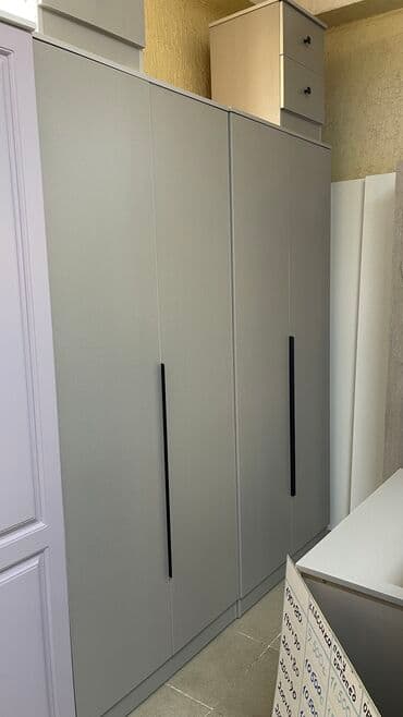 ищу кровать: Уктоочу бөлмө гарнитуру, Жаңы, Эки кишилик керебет, Шкаф, Комод, ДСП, Акысыз жеткирүү, түсү - Боз — 4