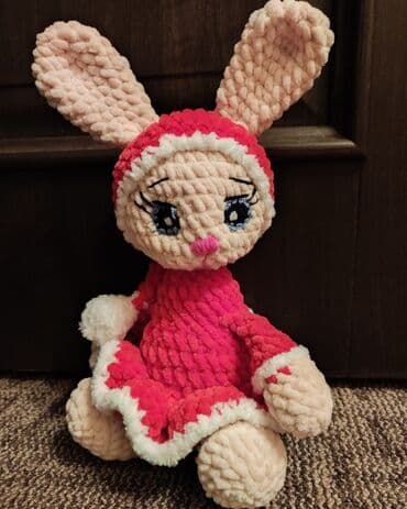 слоник крючком из плюшевой пряжи: Вязаные игрушки на заказ. Игрушка 100% ручная работа. Выполнена из — 7