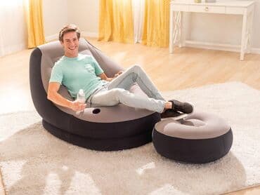 надувное кресло с пуфиком: Надувное кресло, Новый, Платная доставка, Самовывоз, Бесплатная доставка, цвет - Серый — 1