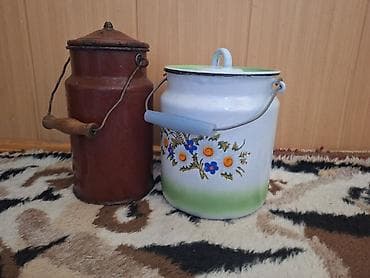 Ведра: Эмалированные ретро‑ёмкости для кухни/дачи — комплект из 2 предметов — 1