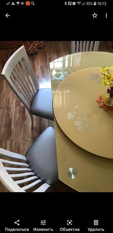 круглый стол для кухни: Кухонный стол и стул, цвет - Желтый — 9