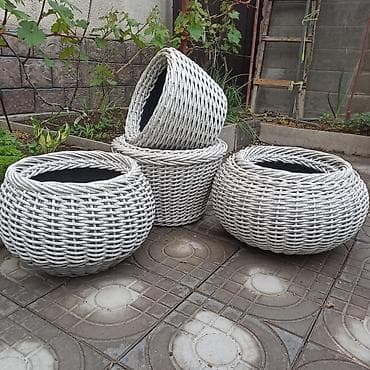 4 pot: Плетёные уличные кашпо/горшки для растений - Материал: искусственный — 1
