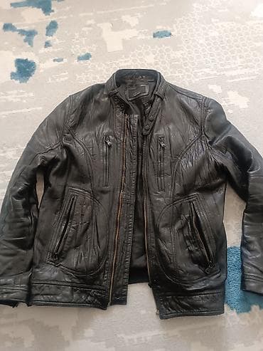 полузамок zara: Кожаная куртка, Натуральная кожа, L — 4