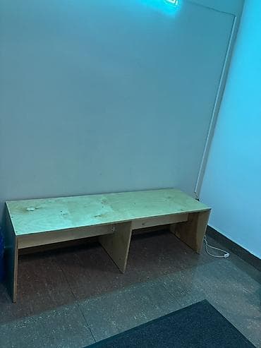 письменный стол бу: Комплект офисной мебели, Полка, Дерево, цвет - Синий — 3