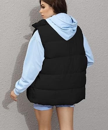 Жилеты, безрукавки: Жилетка утеплённая женская - Цвет: чёрный - Размер: XL (указан на — 2