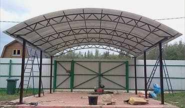 листы для крышы: Навес, Арочный, Металл, Поликарбонат, Установка — 2