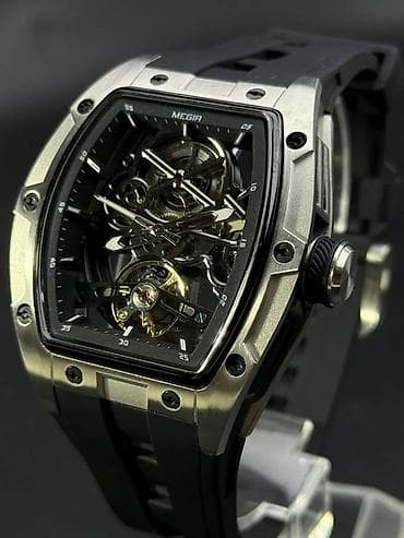 MEGIR Skeleton — стильные мужские наручные часы с открытым механизмом