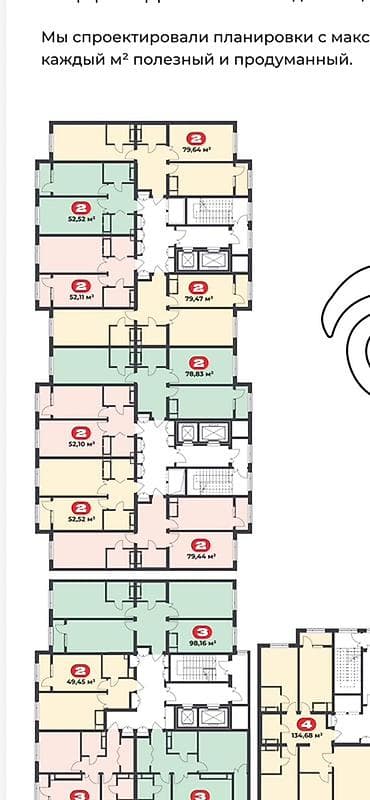 квартиры с котлована: 2 комнаты, 79 м², Индивидуалка, 3 этаж, Готовая ПСО (под самоотделку) — 4