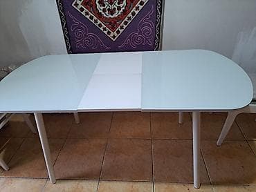 dinner table: Стол трансформер Для кухни, Стол-книжка, Длина, см: 122 см, цвет - Белый — 1