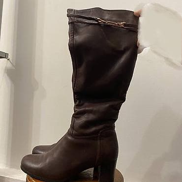 Женская обувь 7 пар. Высокие женские сапоги 1) Темно-коричневые