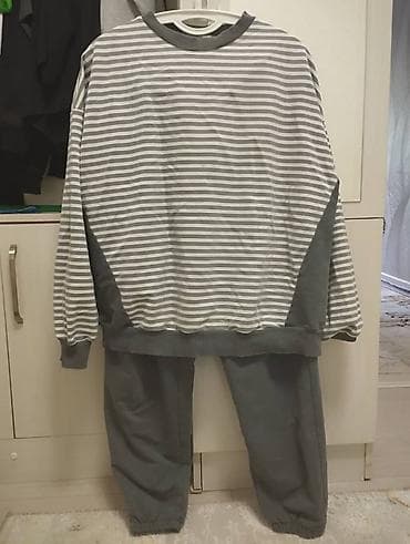 Прокат одежды: Домашний костюм (кофта + брюки), серо-белый - Комплект: свободный — 2