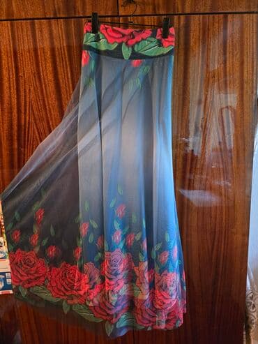 теннисный юбка: Юбка, Макси, Шифон, Высокая талия — 1