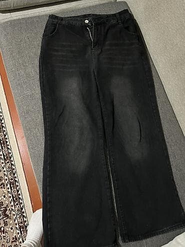 стречь: Джинсы, Палаццо, Средняя талия, Стрейч, XL, 2XL — 1