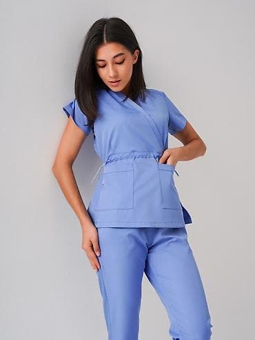 Ингаляторлор, небулайзерлер: Женский медицинский комплект (топ + брюки) - Фасон: кимоно с запахом — 9