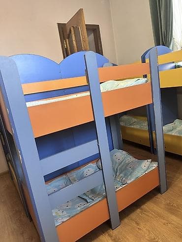 bunk bed: Двухъярусная детская кровать, ЛДСП, цвет - Синий — 2