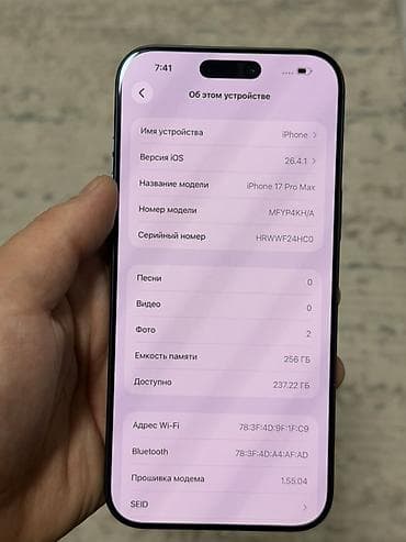 macbook mini: IPhone 17 Pro Max, Б/у, 256 ГБ, Синий, 100 % — 9