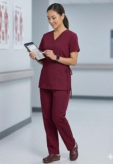 кожа брюки: Женский медицинский комплект (топ + брюки), цвет — 10