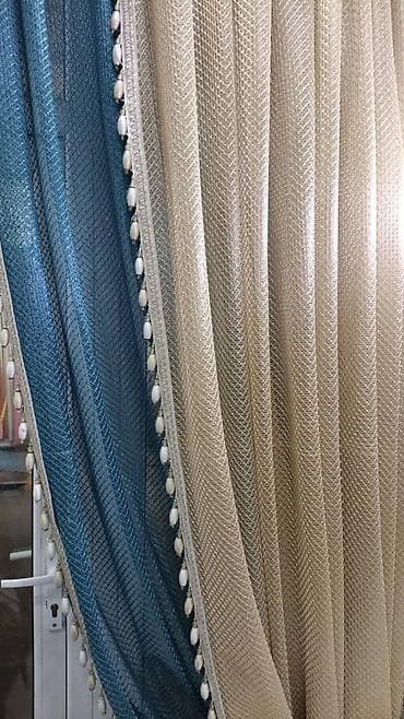 Декоративные тюлевые шторы с помпонами - Полупрозрачный тюль с