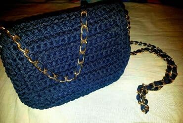 сумка клатч б у: Сумка вязанная Цвет тёмно-синий Состояние 10/10 через плечо, не — 1