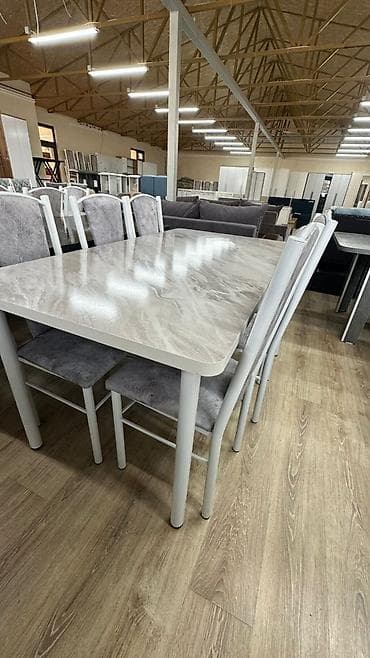 тумбочки прикроватные из металла: Кухонный стол и стул, цвет - Белый — 1