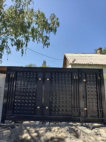 электро м: Современные металлические ворота и калитка в едином стиле. - — 5