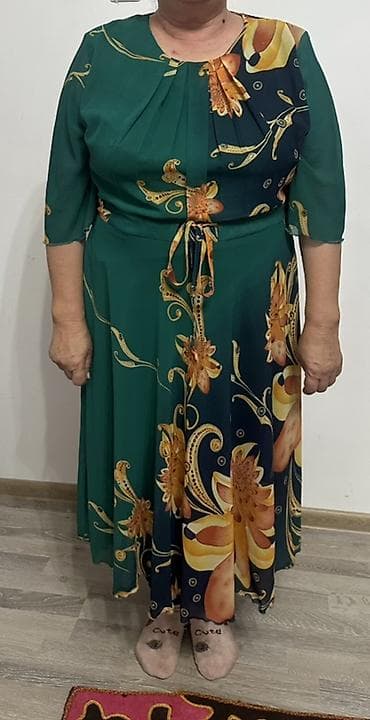 Повседневное платье, Длинная модель, Шифон, XL, 2XL
