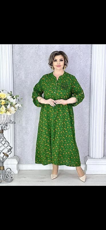 Платье миди свободного кроя для женщин plus size - Силуэт