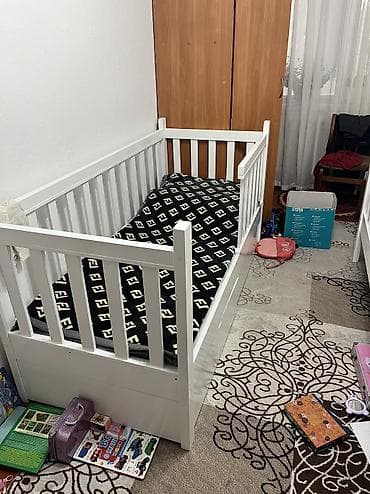 тумбочка детский: Двухъярусная детская кровать, Новый, Натуральное дерево, цвет - Белый — 7