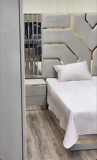 спальный гарнитур зиля: Спальный гарнитур, Двуспальная кровать, Металл, цвет - Серый — 3