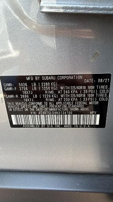 универсальные брызговики: Subaru Outback: 2021 г., 2.4 л, Автомат, Бензин, Универсал — 9