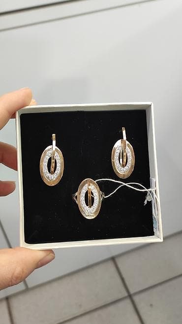 Серебро 925 напыление золото Серебряный комплект с золотом Размеры