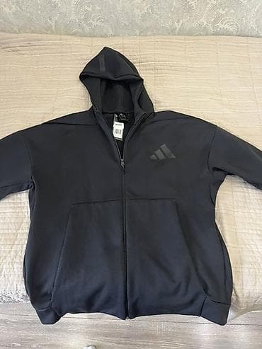 Толстовки: Куртка-худи adidas с молнией по всей длине и капюшоном. -Цвет:черный — 1